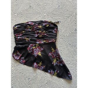 Cinq à Sept‎ Women's Richie Top Black Floral Strapless NWT Large